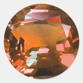 Oranje edelsteen ronde sticker