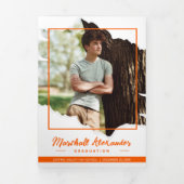 Oranje Edgy Abstract Torn Foto Afstuderen Drieluik Uitnodiging (Cover)