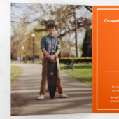 Oranje Edgy Abstract Torn Foto Afstuderen Drieluik Uitnodiging (Binnenzijde eerst)