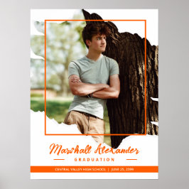 Oranje Edgy Abstract Torn Foto Afstuderen Poster