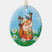 oranje eekhoorn keramisch ornament (Rechts)