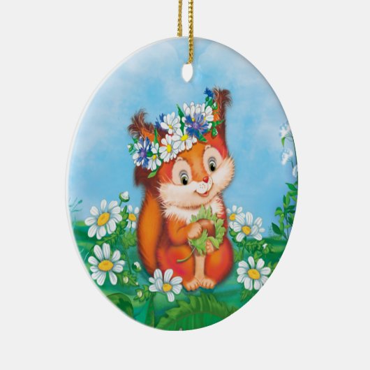 oranje eekhoorn keramisch ornament (Rechts)