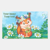 oranje eekhoorn rechthoekige sticker (Voorkant)