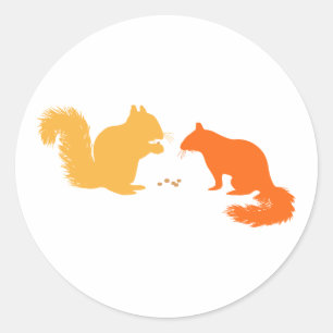 Oranje eekhoorns ronde sticker