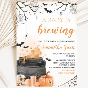 Oranje Een Baby Brouwt Halloween Baby Shower Kaart