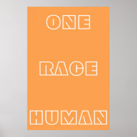 Oranje één Race Human Quote Text Poster