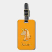 Oranje eenhoorn bagagelabel (Voorkant verticaal)