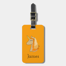 Oranje eenhoorn bagagelabel