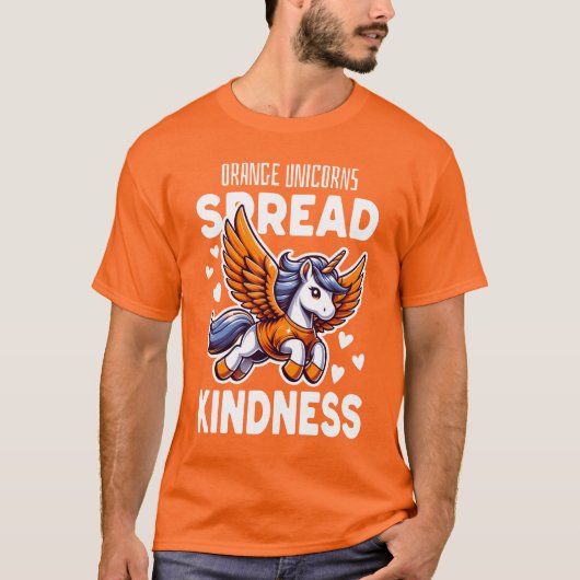 Oranje eenhoorn verspreidt vriendelijkheid t-shirt (Voorkant)