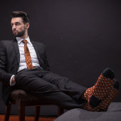 Oranje eenvoudig bowlingspeldenontwerp stropdas