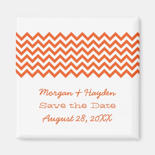 Oranje Eenvoudige Chevron sparen de Magnet van de  (Voorkant)