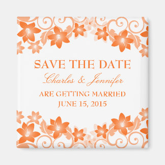 Oranje Eenvoudige Floral sparen de Magneet van de 