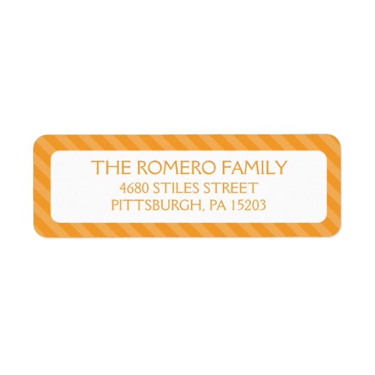 Oranje eenvoudige strepen op maat gepersonaliseerd etiket (Voorkant)