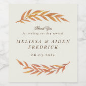 Oranje Eenvoudige Tak Rustic Autumn Wedding Wijn Etiket (Enkel label)