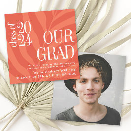 Oranje Eenvoudige Tropische Afstuderen Aankondigin Kaart