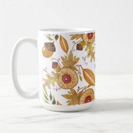 Oranje Eikel Herfst Stemming Watercolor Illustrati Koffiemok