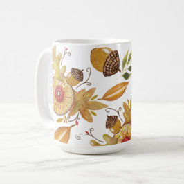 Oranje eikel Herfst stemming Waterverf illustratie Koffiemok