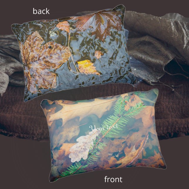 Oranje eikenbladeren onder water accent kussen (Creator heeft geüpload)