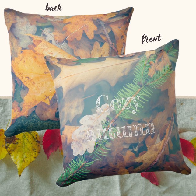 Oranje eikenbladeren onder water kussen (Creator heeft geüpload)