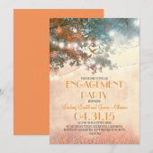 Oranje eikenboom lichten liefde vogels verlovingsf kaart (Voorkant / Achterkant)