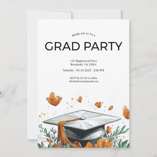 oranje eindexamenfeest uitnodiging (Voorkant)