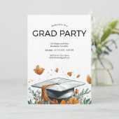 oranje eindexamenfeest uitnodiging (Staand voorkant)