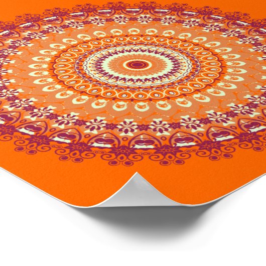 Oranje Elegance Mandala Kaleidoscope Poster (Hoek)