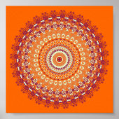 Oranje Elegance Mandala Kaleidoscope Poster (Voorkant)
