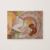 Oranje  Elegant Art Nouveau Mucha Topaz Legpuzzel (Horizontaal)