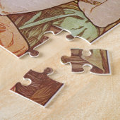Oranje  Elegant Art Nouveau Mucha Topaz Legpuzzel (Zijkant)