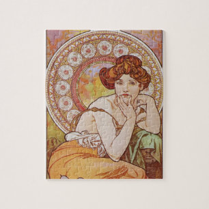 Oranje Elegant Art Nouveau Mucha Topaz Legpuzzel