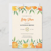 Oranje Elegant Citrus Botanisch Baby shower Kaart (Voorkant)