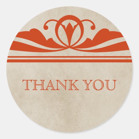 Oranje Elegant Deco Dank jullie Stickers (Voorkant)
