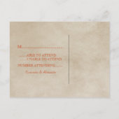 Oranje Elegant Deco RSVP Briefkaart (Achterkant)
