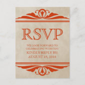 Oranje Elegant Deco RSVP Briefkaart (Voorkant)