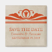 Oranje Elegant Deco sparen de Magnet van de Datum (Voorkant)