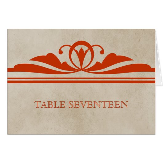 Oranje Elegant Deco Table Number Kaart (Voorkant Horizontaal)