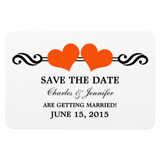 Oranje Elegant Hearts sparen de Magnet van de Datu Magneet (Horizontaal)