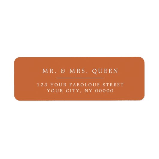 Oranje elegant klassiek eenvoudig terugkeeradres etiket (Voorkant)