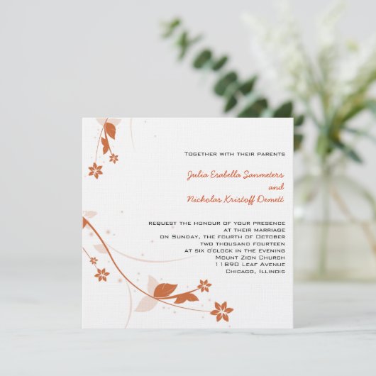 ORANJE ELEGANT LINEN WEDDING Invitation Kaart (Staand voorkant)