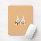 oranje elegant minimalistisch retro monogram muismat (Met muis)