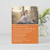Oranje Elegant Photo Wedding Invitations Kaart (Staand voorkant)