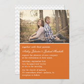Oranje Elegant Photo Wedding Invitations Kaart (Voorkant / Achterkant)