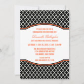 Oranje Elegant Quatrefoil Afstuderen Invitation Kaart (Voorkant)
