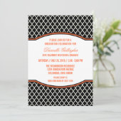 Oranje Elegant Quatrefoil Afstuderen Invitation Kaart (Staand voorkant)