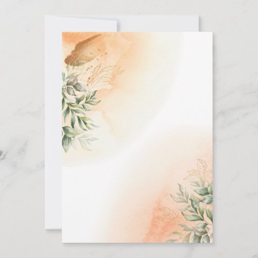 Oranje Elegant romantische eucalyptus bladeren roe Kaart (Achterkant)