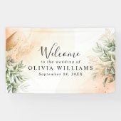 Oranje Elegant romantische eucalyptus bladeren roe Spandoek (Horizontaal)