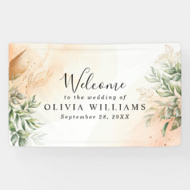 Oranje Elegant romantische eucalyptus bladeren roe Spandoek