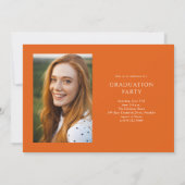 Oranje Elegant Script 3 Photo Graduation Party Kaart (Achterkant)