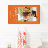 Oranje Elegant Script Afstuderen Fotofeestje Spandoek (Insitu)